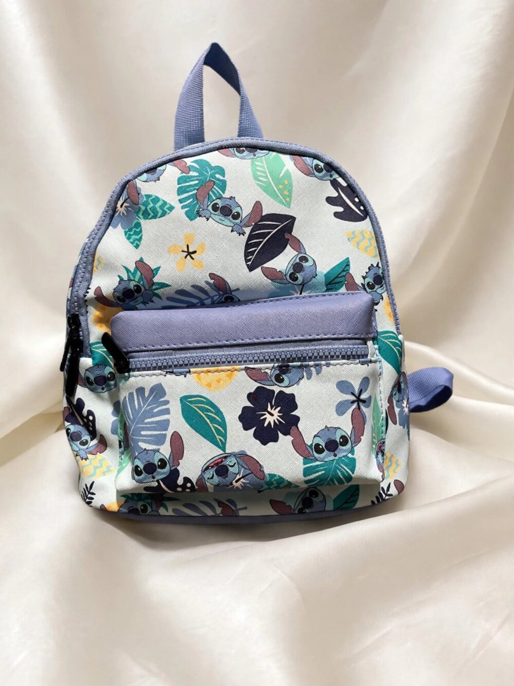 Disney Stitch Floral Mini Backpack NWT Tropical Print Blue Trim